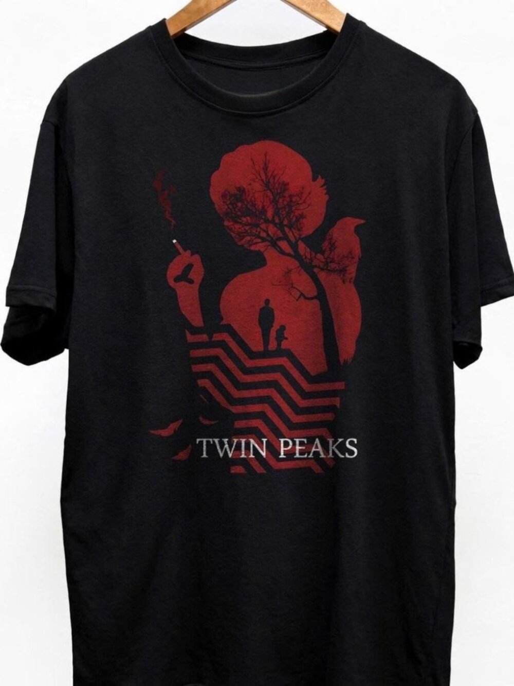 Twin Peaks Dramatic Red Graphic Tee Black Shirt